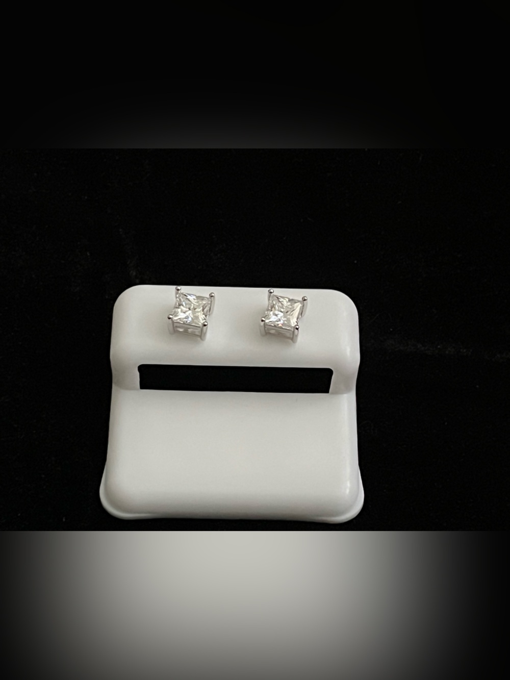 2 CTTW Moissanite Stud Earrings | Sterling Silver Princess Cut Studs